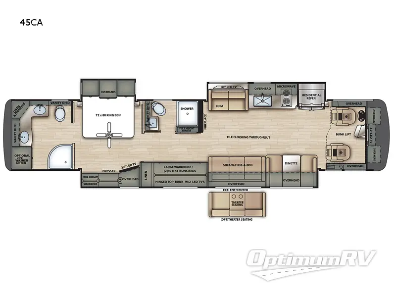 2022 Forest River Berkshire XLT 45CA RV Floorplan Photo