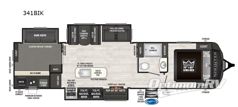 2020 Keystone Sprinter 341BIK Floorplan Photo