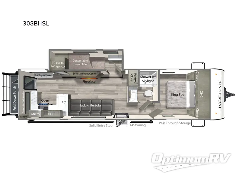 2025 Dutchmen Kodiak Ultra-Lite 308BHSL Floorplan Photo