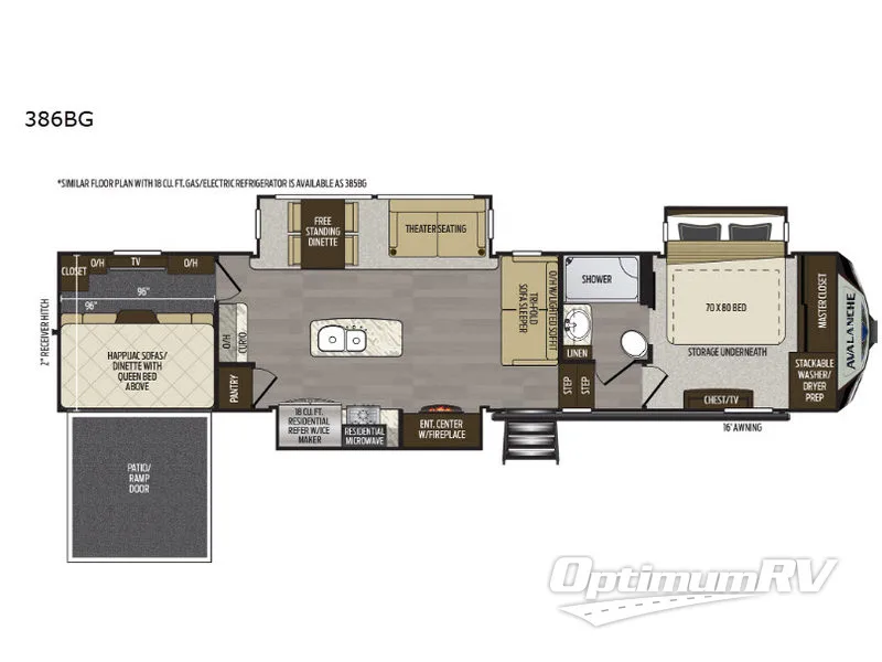 2019 Keystone Avalanche 386BG Floorplan Photo
