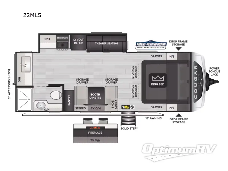 2025 Keystone Cougar Half-Ton 22MLS Floorplan Photo