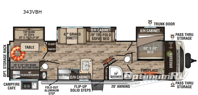 2020 Venture SportTrek Touring Edition 343VBH Floorplan Photo