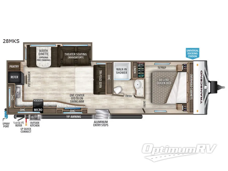 2019 Grand Design Transcend 28MKS Floorplan Photo