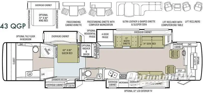 2010 Tiffin Allegro Bus 43 QGP Floorplan Photo