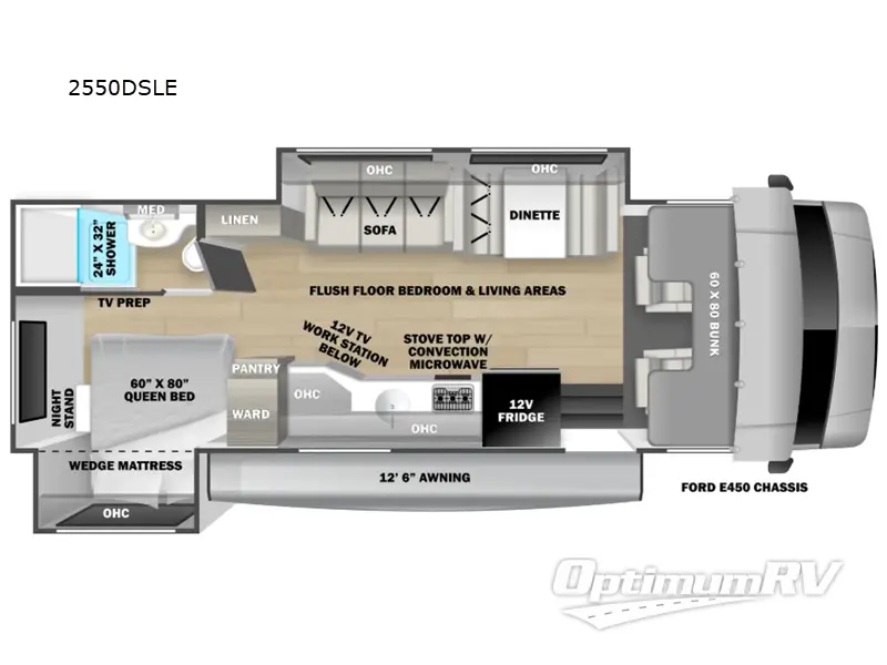 2025 Forest River Sunseeker LE 2550DSLE Ford RV Floorplan Photo