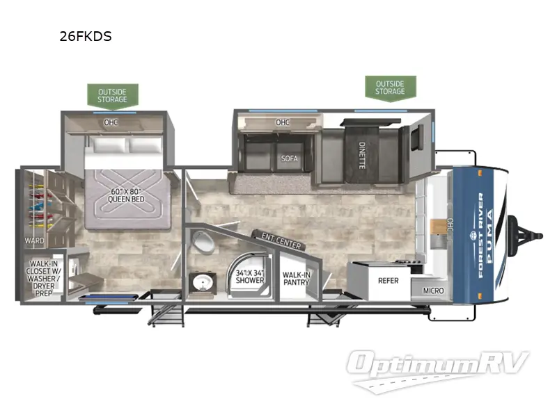 2025 Palomino Puma 26FKDS RV Floorplan Photo