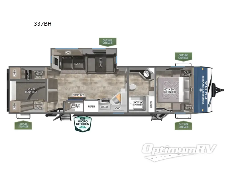 2025 Palomino Puma 337BH RV Floorplan Photo