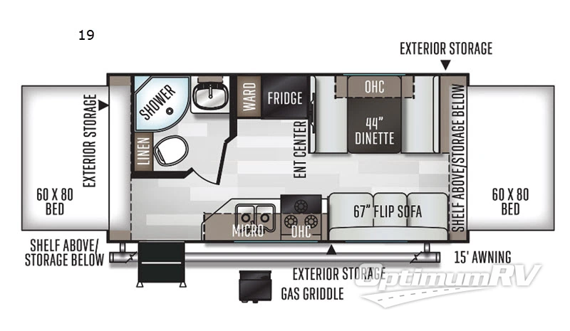 2020 Forest River Rockwood Roo 19 RV Floorplan Photo