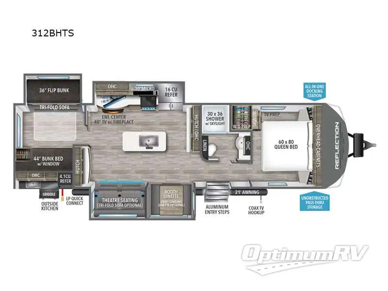 2023 Grand Design Reflection 312BHTS Floorplan Photo