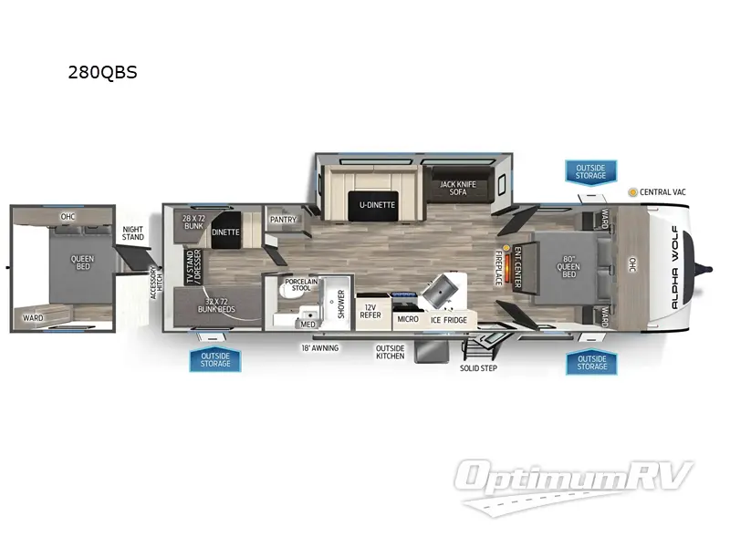 2025 Forest River Cherokee Alpha Wolf 280QBS Floorplan Photo