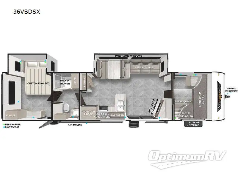 2023 Forest River Wildwood 36VBDSX Floorplan Photo