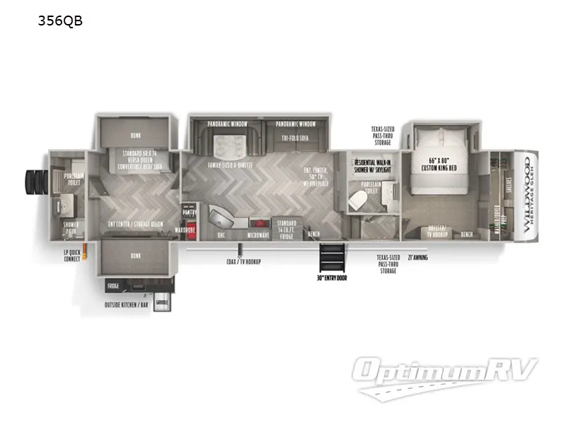 2022 Forest River Wildwood Heritage Glen 356QB Floorplan Photo