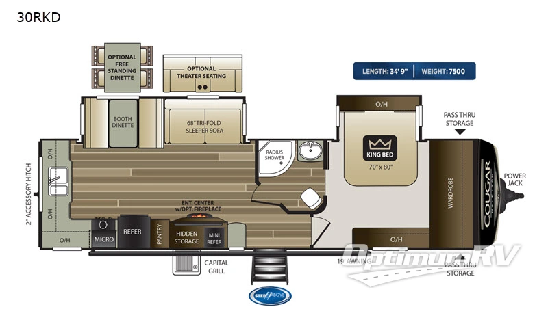 2020 Keystone Cougar Half-Ton 30RKD RV Floorplan Photo