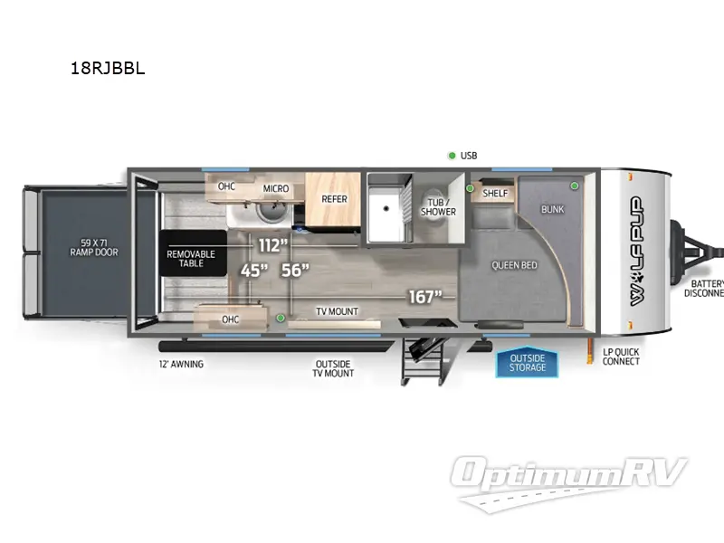 2025 Forest River Cherokee Wolf Pup Black Label 18RJBBL Floorplan Photo