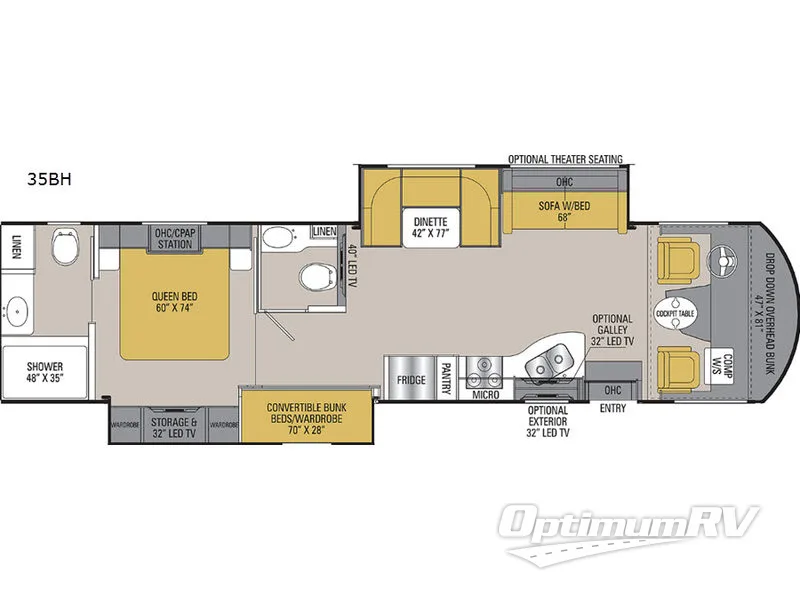 2019 Coachmen Mirada 34BH Floorplan Photo