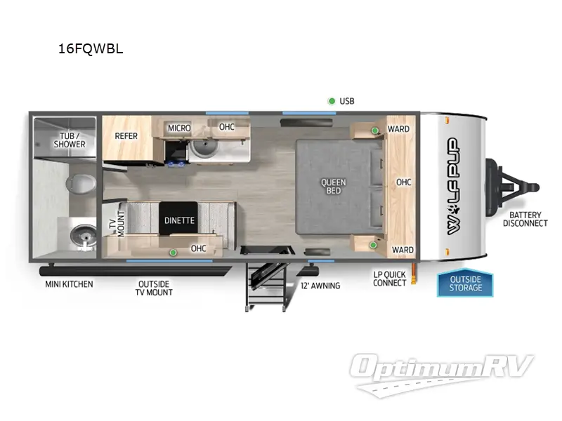 2025 Forest River Cherokee Wolf Pup Black Label 16FQWBL RV Floorplan Photo