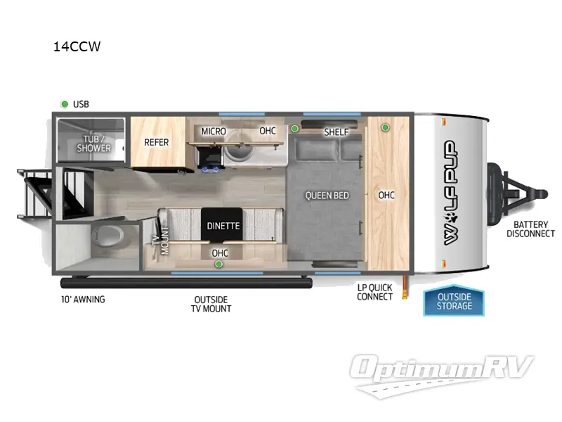 2025 Forest River Cherokee Wolf Pup 14CCW RV Floorplan Photo