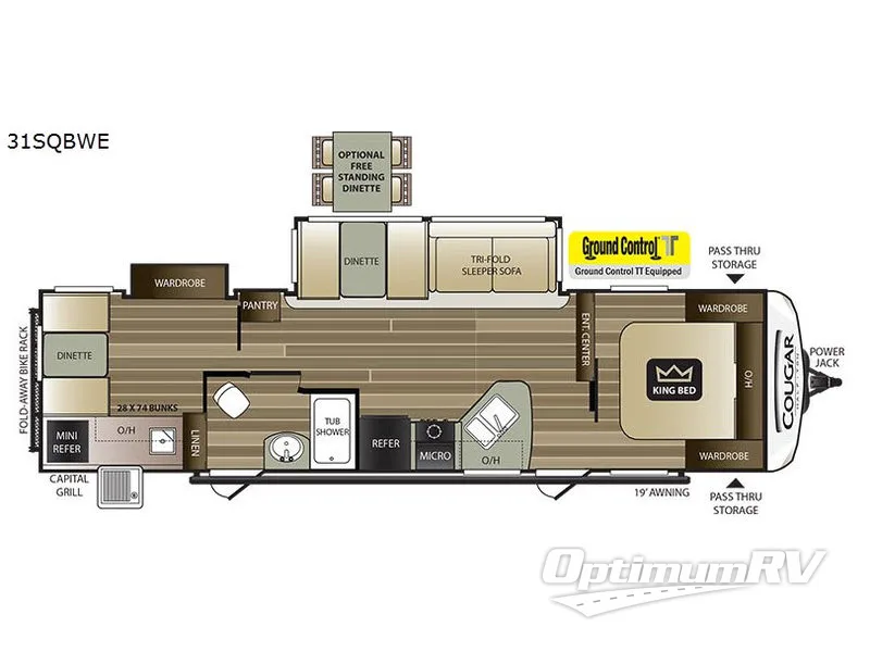 2018 Keystone Cougar Half-Ton Series 31SQBWE Floorplan Photo