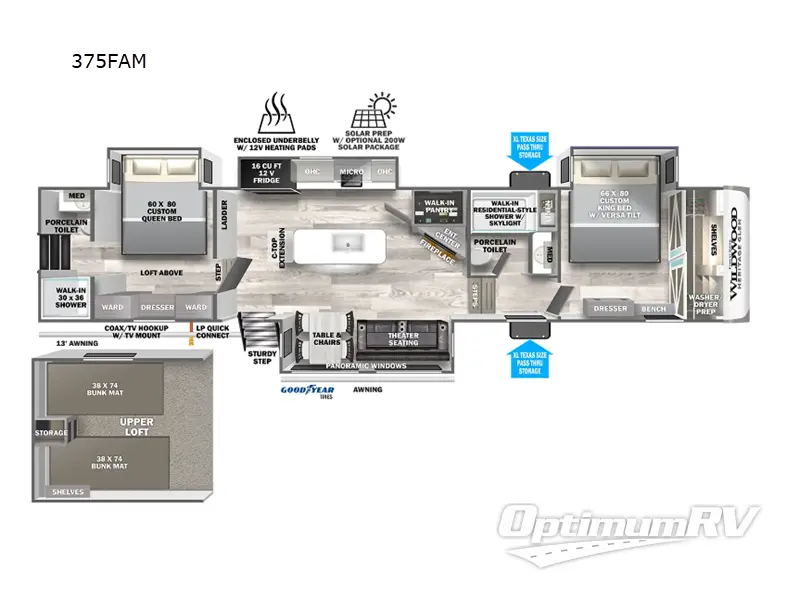 2024 Forest River Wildwood Heritage Glen 375FAM RV Floorplan Photo