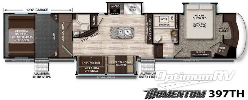 2016 Grand Design MOMENTUM 397TH Floorplan Photo
