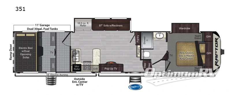 2019 Keystone Raptor 351 RV Floorplan Photo