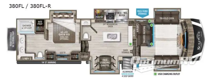 2021 Grand Design Solitude 380FL Floorplan Photo