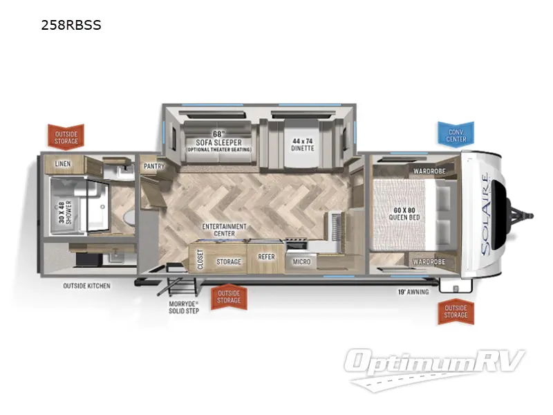 2022 Palomino SolAire Ultra Lite 258RBSS Floorplan Photo