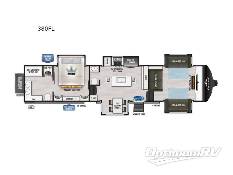 2025 East To West Ahara 380FL Floorplan Photo