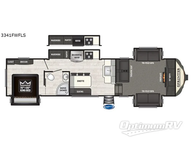 2018 Keystone Sprinter 3341FWFLS Floorplan Photo
