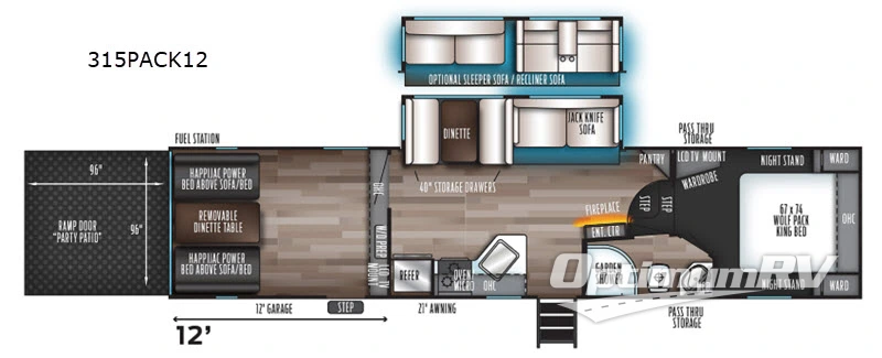2020 Forest River Cherokee Wolf Pack 315PACK12 Floorplan Photo