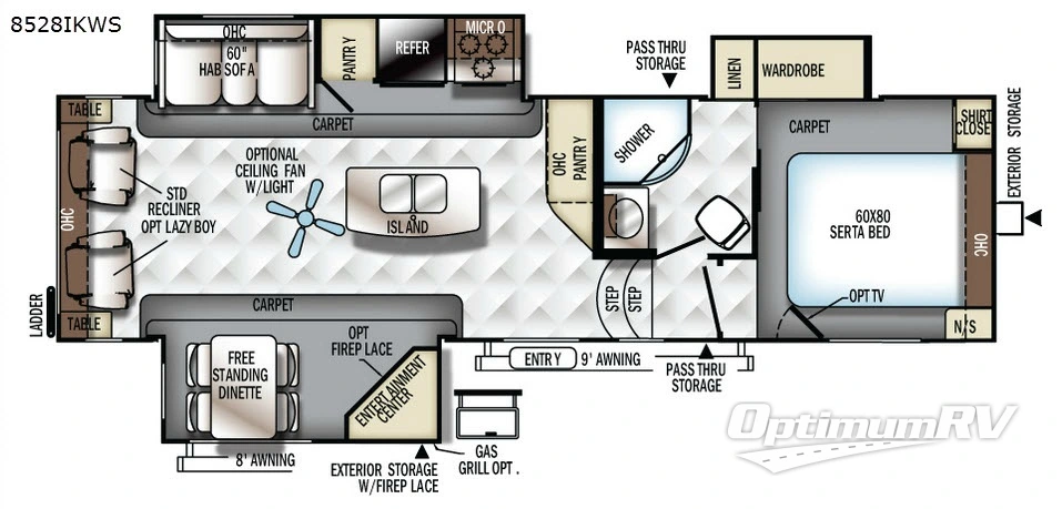 2017 Forest River Flagstaff Classic Super Lite 8528IKWS Floorplan Photo