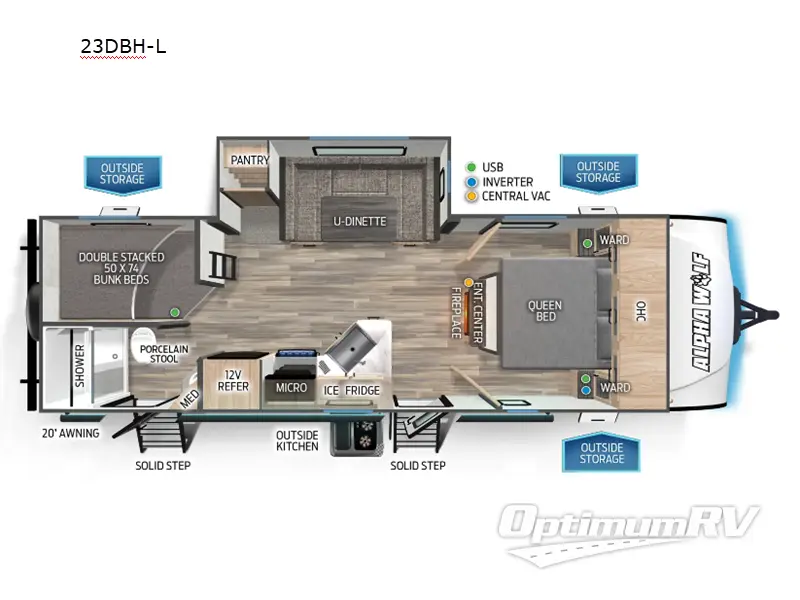 2024 Forest River Cherokee Alpha Wolf 23DBH-L Floorplan Photo
