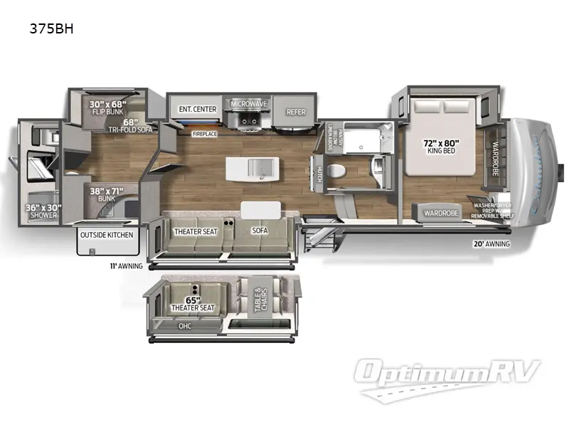 2023 Palomino Columbus 375BH Floorplan Photo
