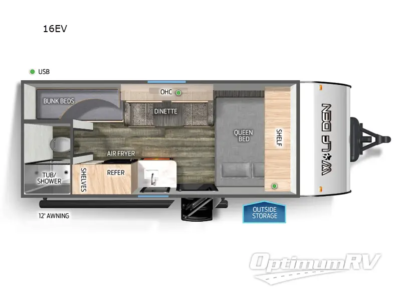 2025 Forest River Cherokee Wolf Den 16EV Floorplan Photo