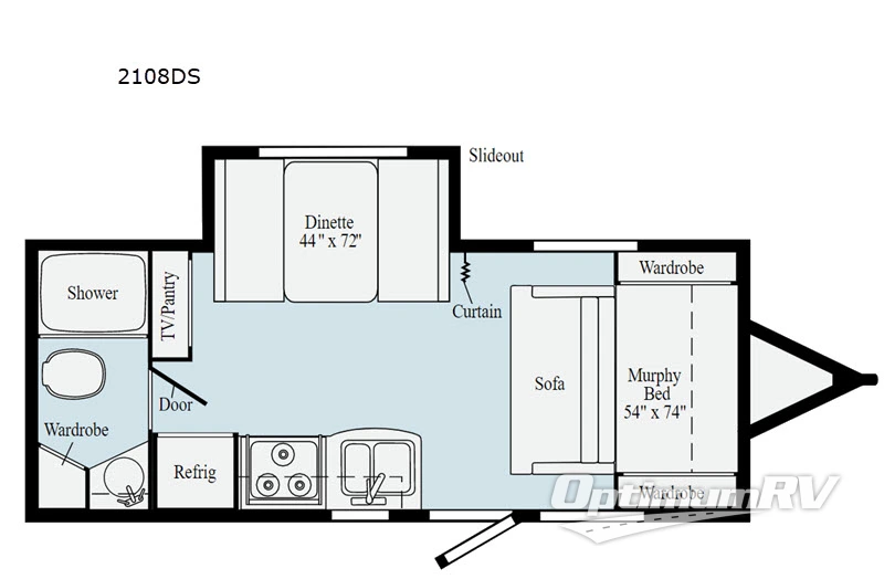 2020 Winnebago Towables Micro Minnie 2108DS Floorplan Photo