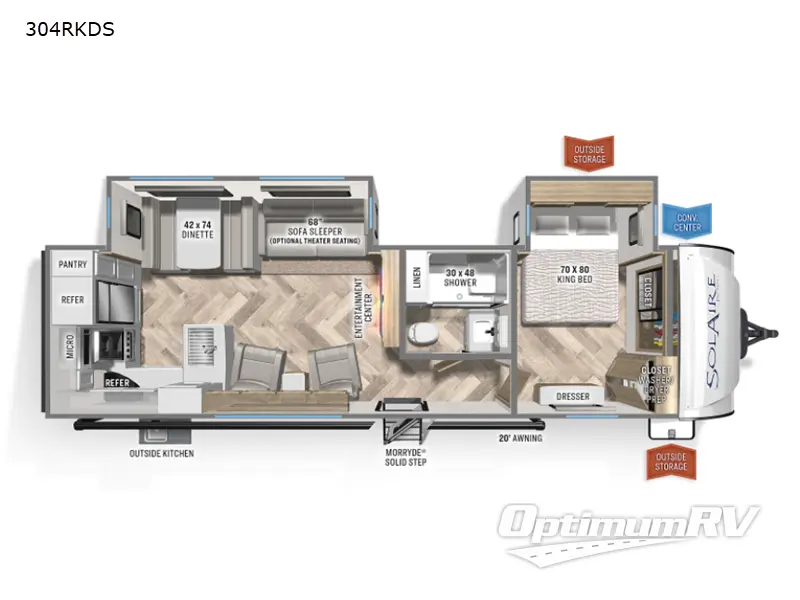 2022 Palomino SolAire Ultra Lite 304RKDS Floorplan Photo