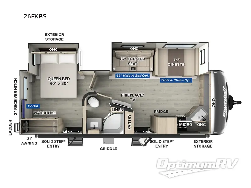 2025 Forest River Flagstaff Super Lite 26FKBS Floorplan Photo