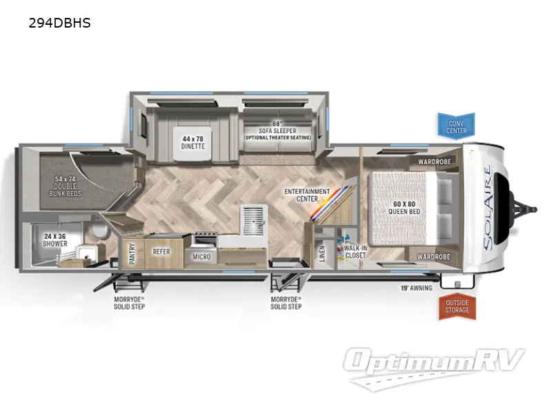 2022 Palomino SolAire Ultra Lite 294DBHS Floorplan Photo
