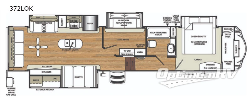 2018 Forest River Sandpiper 372LOK Floorplan Photo