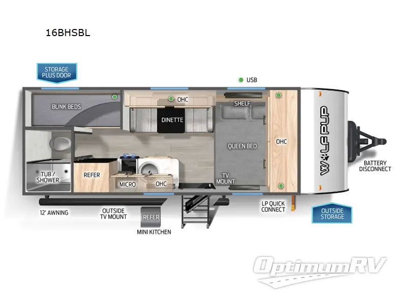 2025 Forest River Cherokee Wolf Pup Black Label 16BHSBL RV Floorplan Photo